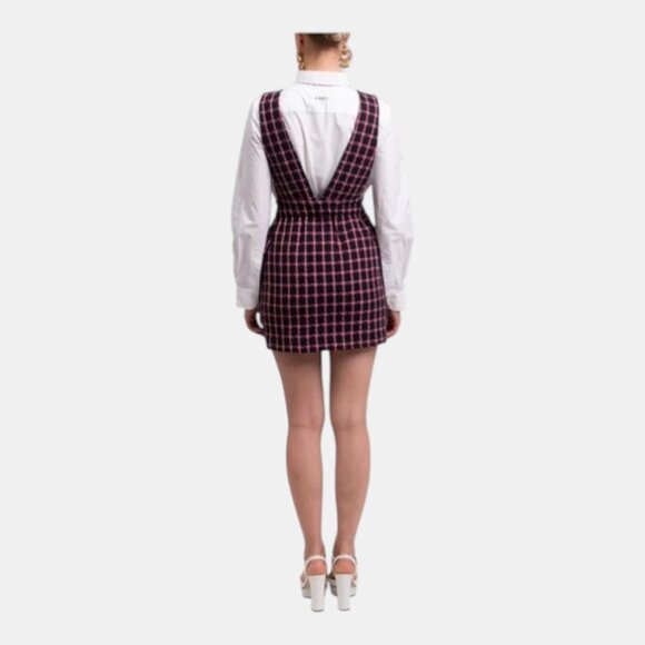NWT MAJE WOMEN'S CHECK TWEED MINI DRESS FUCHSIA SIZE US 8 FR 40 - Picture 3 of 13